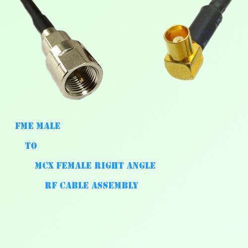 FME Male to MCX Female Right Angle RF Cable Assembly