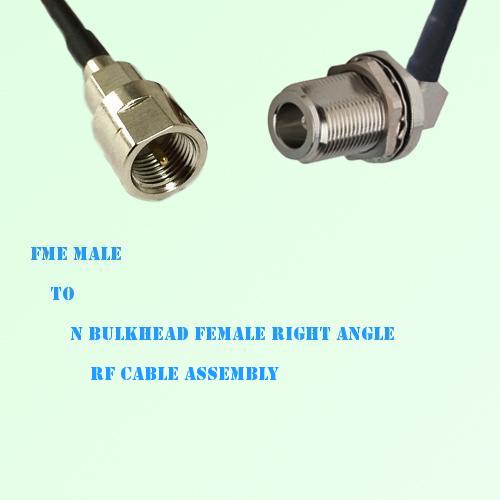 FME Male to N Bulkhead Female Right Angle RF Cable Assembly FME Male to N Bulkhead Female Right Angle RF Cable Assembly