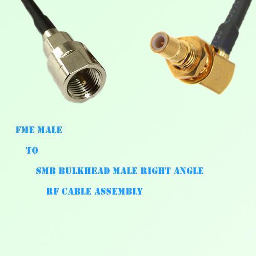 FME Male to SMB Bulkhead Male Right Angle RF Cable Assembly