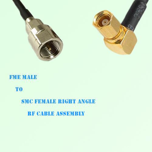 FME Male to SMC Female Right Angle RF Cable Assembly