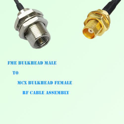 FME Bulkhead Male to MCX Bulkhead Female RF Cable Assembly