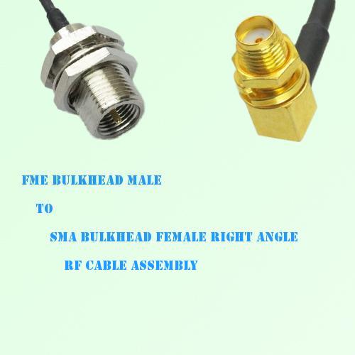 FME Bulkhead Male to SMA Bulkhead Female Right Angle RF Cable Assembly