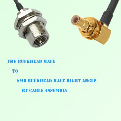 FME Bulkhead Male to SMB Bulkhead Male Right Angle RF Cable Assembly