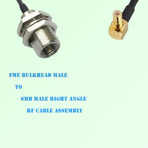 FME Bulkhead Male to SMB Male Right Angle RF Cable Assembly