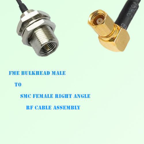 FME Bulkhead Male to SMC Female Right Angle RF Cable Assembly