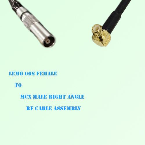 Lemo FFA 00S Female to MCX Male Right Angle RF Cable Assembly Lemo FFA 00S Female to MCX Male Right Angle RF Cable Assembly