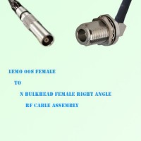 Lemo FFA 00S Female to N Bulkhead Female Right Angle RF Cable Assembly