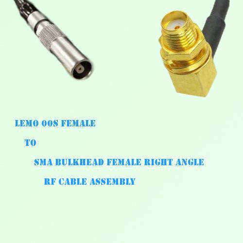 Lemo FFA 00S Female to SMA Bulkhead Female R/A RF Cable Assembly