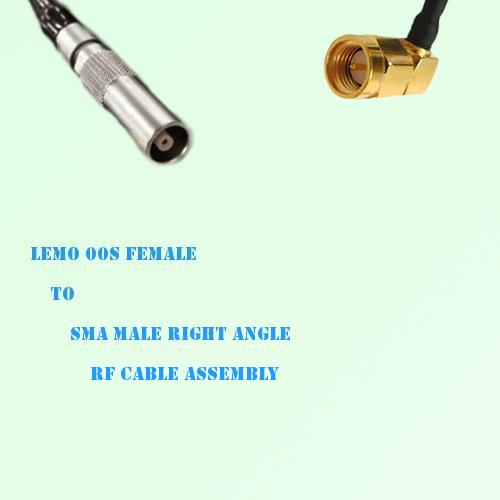 Lemo FFA 00S Female to SMA Male Right Angle RF Cable Assembly