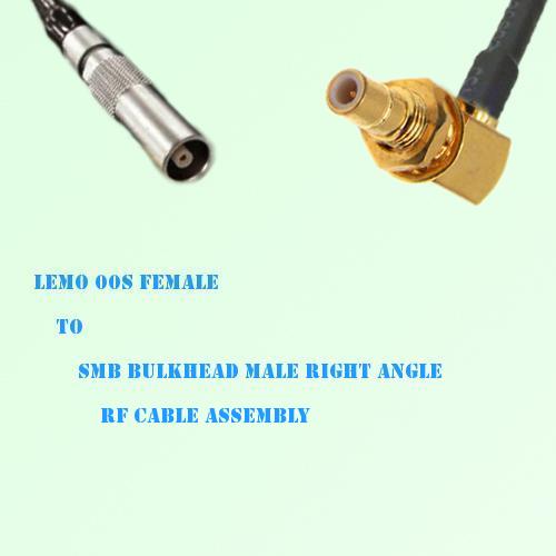 Lemo FFA 00S Female to SMB Bulkhead Male Right Angle RF Cable Assembly