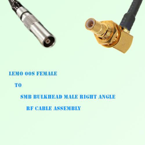 Lemo FFA 00S Female to SMB Bulkhead Male Right Angle RF Cable Assembly Lemo FFA 00S Female to SMB Bulkhead Male Right Angle RF Cable Assembly