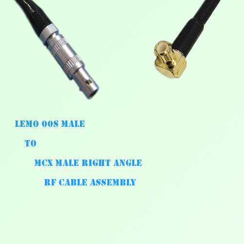 Lemo FFA 00S Male to MCX Male Right Angle RF Cable Assembly