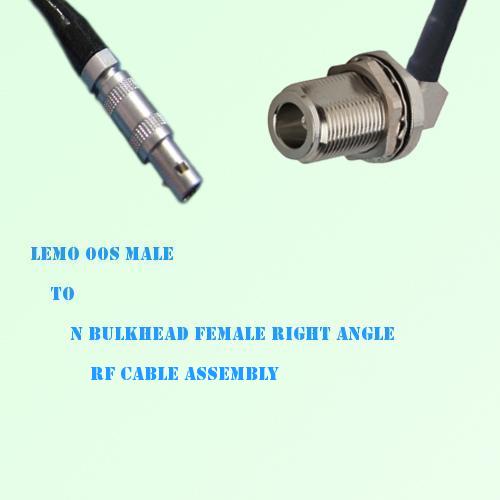 Lemo FFA 00S Male to N Bulkhead Female Right Angle RF Cable Assembly