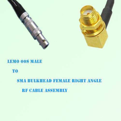 Lemo FFA 00S Male to SMA Bulkhead Female Right Angle RF Cable Assembly