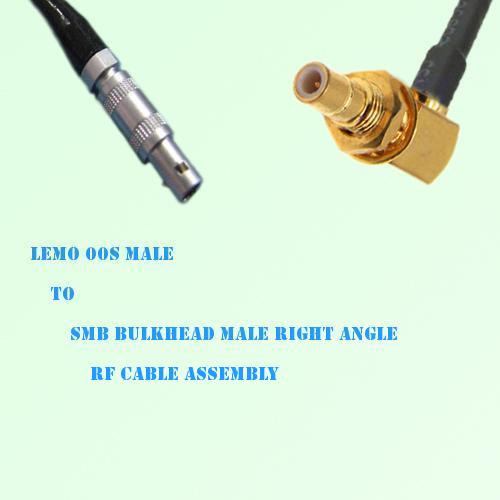 Lemo FFA 00S Male to SMB Bulkhead Male Right Angle RF Cable Assembly