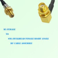 Microdot 10-32 M5 Female to SMA Bulkhead Female R/A RF Cable Assembly