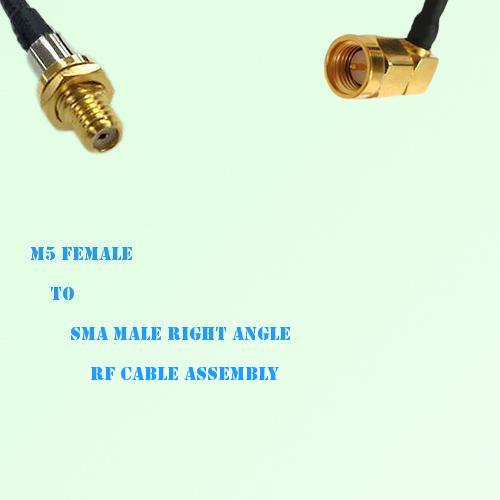 Microdot 10-32 M5 Female to SMA Male Right Angle RF Cable Assembly