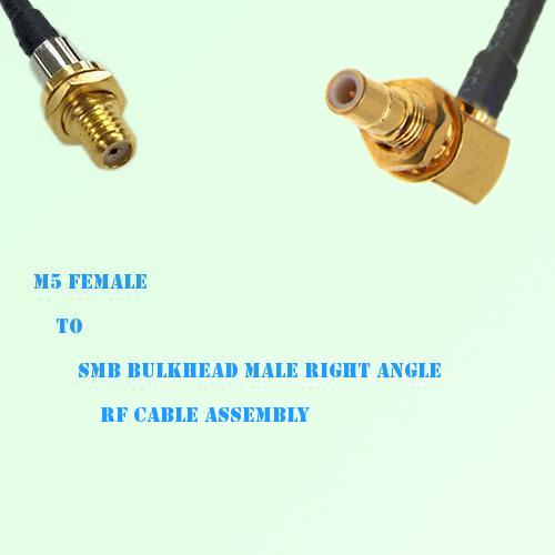 Microdot 10-32 M5 Female to SMB Bulkhead Male R/A RF Cable Assembly