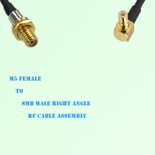 Microdot 10-32 M5 Female to SMB Male Right Angle RF Cable Assembly
