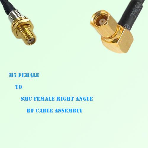 Microdot 10-32 M5 Female to SMC Female Right Angle RF Cable Assembly