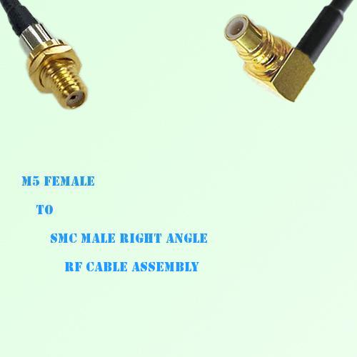 Microdot 10-32 M5 Female to SMC Male Right Angle RF Cable Assembly