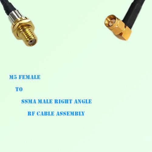 Microdot 10-32 M5 Female to SSMA Male Right Angle RF Cable Assembly