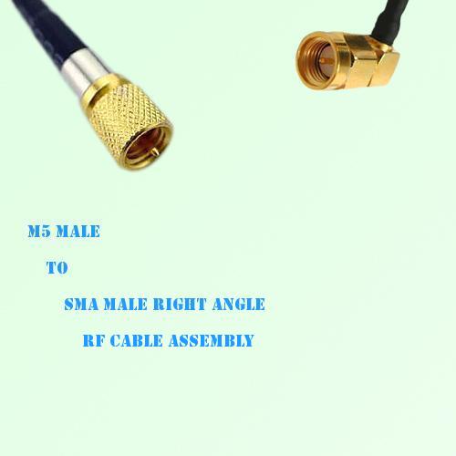 Microdot 10-32 M5 Male to SMA Male Right Angle RF Cable Assembly