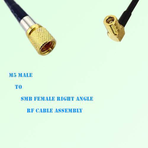 Microdot 10-32 M5 Male to SMB Female Right Angle RF Cable Assembly