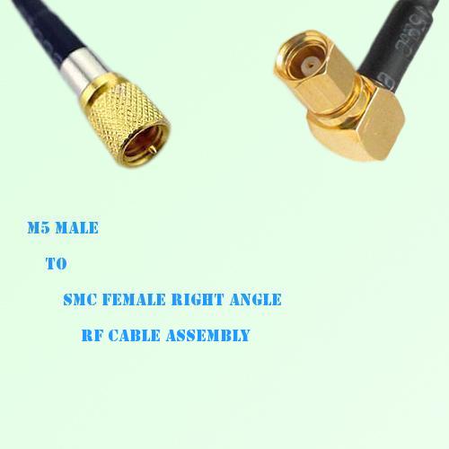 Microdot 10-32 M5 Male to SMC Female Right Angle RF Cable Assembly