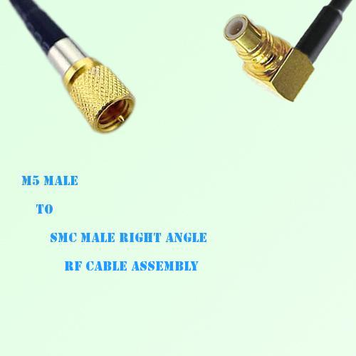 Microdot 10-32 M5 Male to SMC Male Right Angle RF Cable Assembly