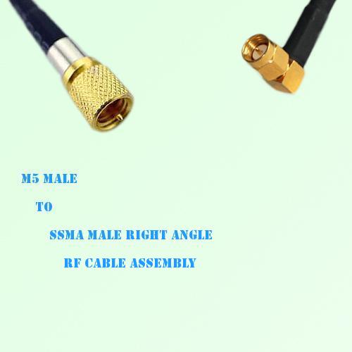 Microdot 10-32 M5 Male to SSMA Male Right Angle RF Cable Assembly