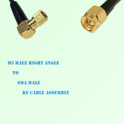 Microdot 10-32 M5 Male Right Angle to SMA Male RF Cable Assembly