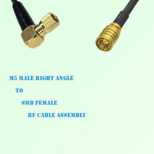 Microdot 10-32 M5 Male Right Angle to SMB Female RF Cable Assembly