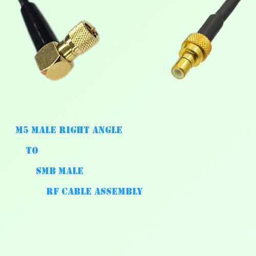 Microdot 10-32 M5 Male Right Angle to SMB Male RF Cable Assembly