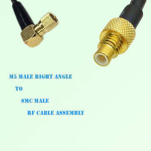 Microdot 10-32 M5 Male Right Angle to SMC Male RF Cable Assembly