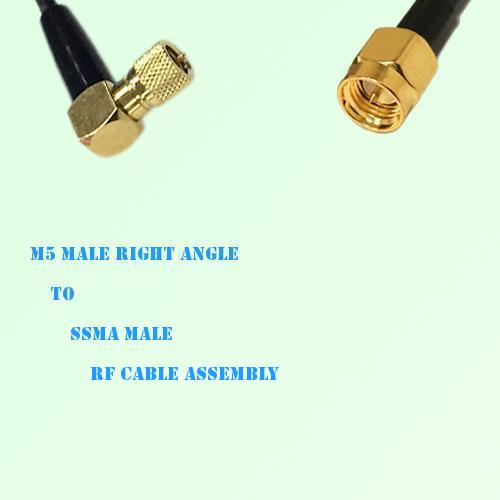 Microdot 10-32 M5 Male Right Angle to SSMA Male RF Cable Assembly