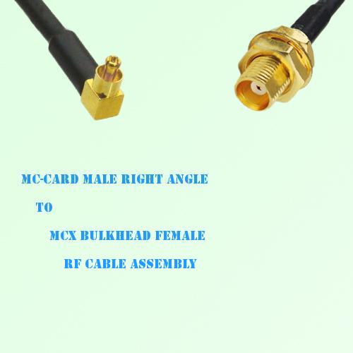 MC-Card Male Right Angle to MCX Bulkhead Female RF Cable Assembly