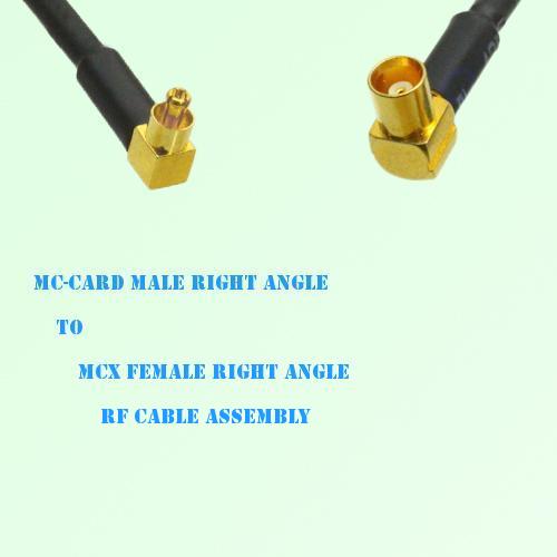 MC-Card Male Right Angle to MCX Female Right Angle RF Cable Assembly
