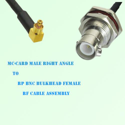 MC-Card Male Right Angle to RP BNC Bulkhead Female RF Cable Assembly