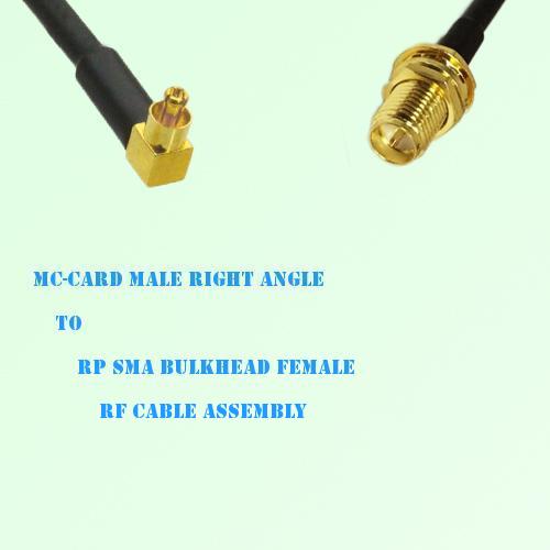 MC-Card Male Right Angle to RP SMA Bulkhead Female RF Cable Assembly