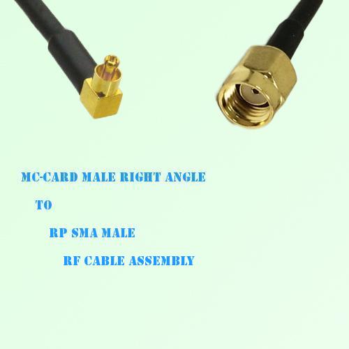 MC-Card Male Right Angle to RP SMA Male RF Cable Assembly MC-Card Male Right Angle to RP SMA Male RF Cable Assembly