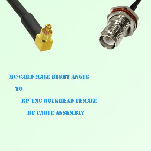 MC-Card Male Right Angle to RP TNC Bulkhead Female RF Cable Assembly MC-Card Male Right Angle to RP TNC Bulkhead Female RF Cable Assembly