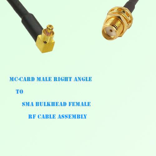 MC-Card Male Right Angle to SMA Bulkhead Female RF Cable Assembly
