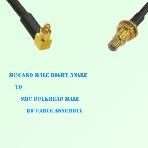 MC-Card Male Right Angle to SMC Bulkhead Male RF Cable Assembly