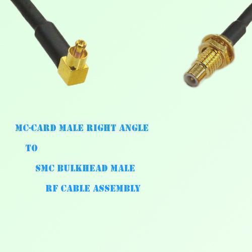 MC-Card Male Right Angle to SMC Bulkhead Male RF Cable Assembly MC-Card Male Right Angle to SMC Bulkhead Male RF Cable Assembly
