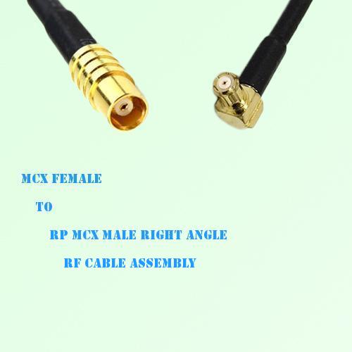 MCX Female to RP MCX Male Right Angle RF Cable Assembly