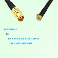 MCX Female to RP MMCX Male Right Angle RF Cable Assembly
