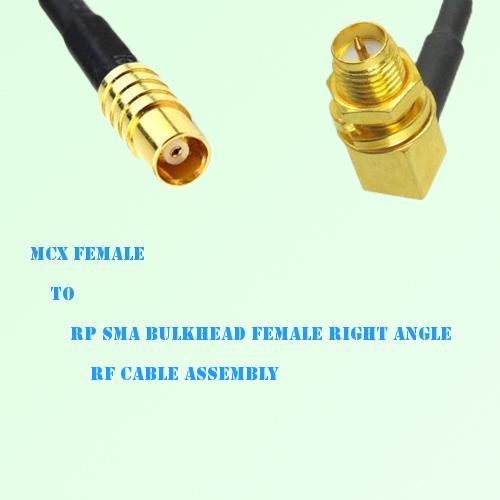 MCX Female to RP SMA Bulkhead Female Right Angle RF Cable Assembly
