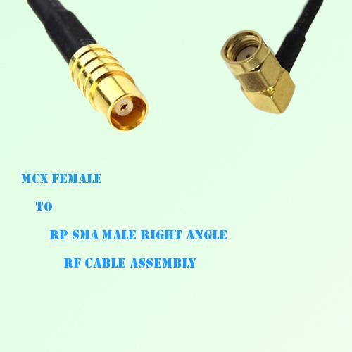 MCX Female to RP SMA Male Right Angle RF Cable Assembly