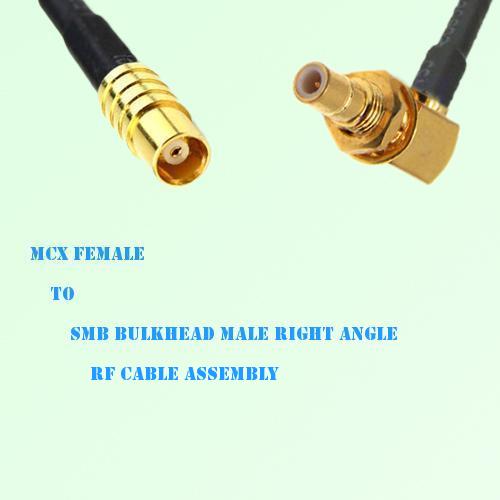 MCX Female to SMB Bulkhead Male Right Angle RF Cable Assembly MCX Female to SMB Bulkhead Male Right Angle RF Cable Assembly